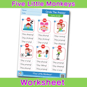 Five Little Monkeys Worksheets BINGOBONGO Circle The Answer