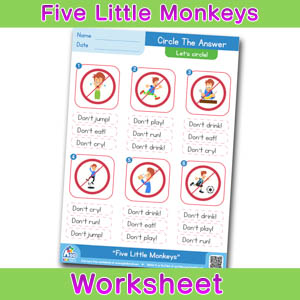 Five Little Monkeys Worksheets BINGOBONGO Circle The Answer