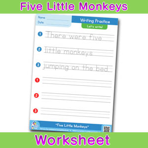 Five Little Monkeys Worksheets BINGOBONGO Writing Practice 1