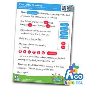 Five-Little-Monkeys-worksheets lyrics