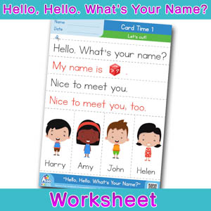 Hello Whats Your Name Worksheet card time 1