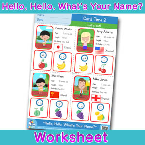 Hello Whats Your Name Worksheet card time 2