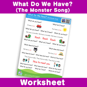 What Do We Have? (The Monster Song) Worksheet - Song Lyrics Card