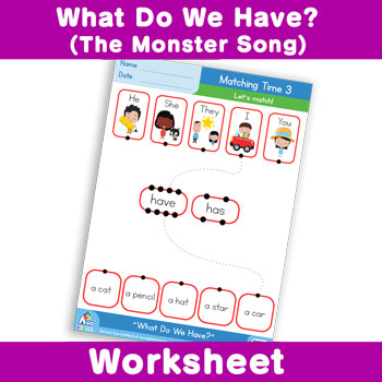 What Do We Have? (The Monster Song) Worksheet - Matching Time 3