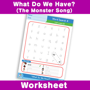 What Do We Have? (The Monster Song) Worksheet - Word Search 4