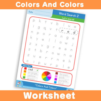 Free Colors And Colors Worksheet - Word Search 2