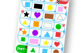 Free printable shapes and colors worksheet game