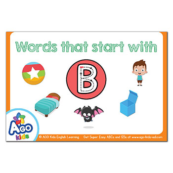 B. Words beginning with B flashcards