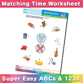 Words that start with V Phonics Matching Time