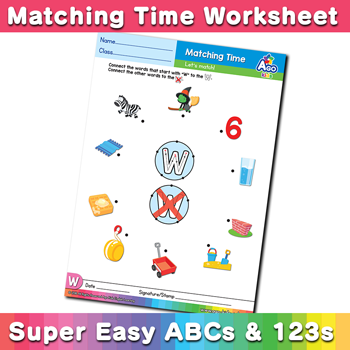 Words that start with W Phonics Matching Time