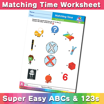 Words that start with X Phonics Matching Time