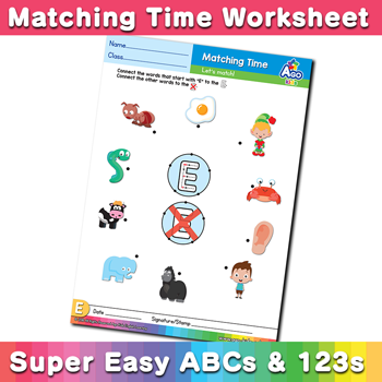 Words that start with E Phonics Matching Time
