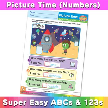 Assorted Picture Time numbers Super Easy ABCs and 123s Page 04