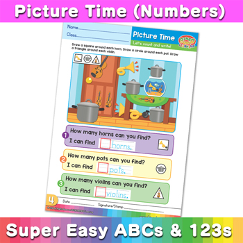 Assorted Picture Time numbers Super Easy ABCs and 123s Page 05