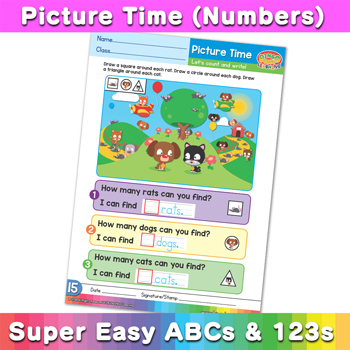 Assorted Picture Time numbers Super Easy ABCs and 123s Page 06