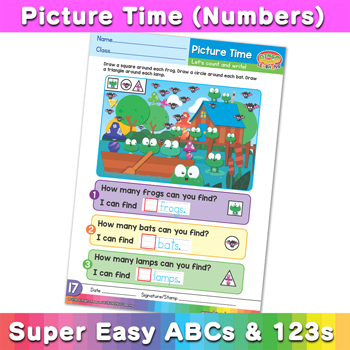 Assorted Picture Time numbers Super Easy ABCs and 123s Page 08