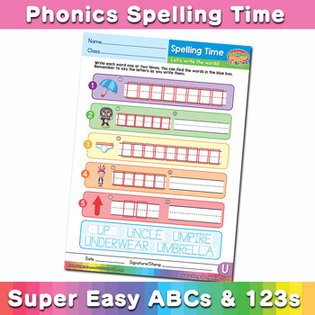 Phonics Spelling Worksheet Letter U