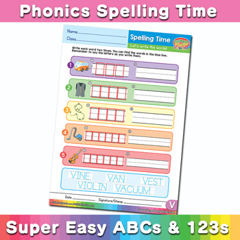 Phonics Spelling Worksheet Letter V