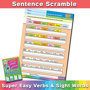 Sentence Scramble sheet 18