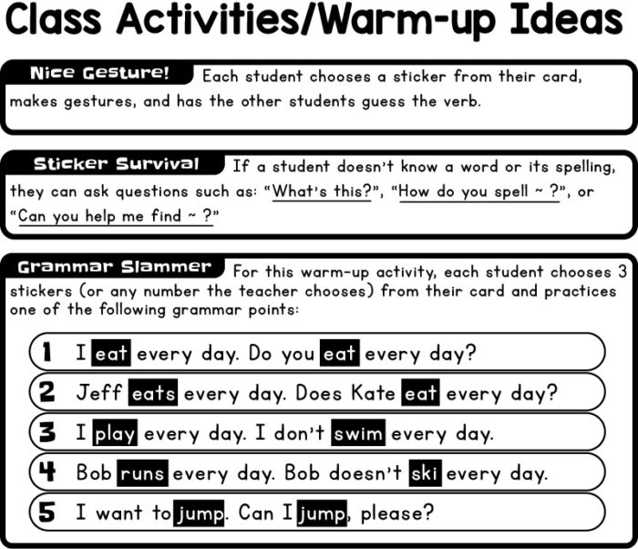 BINGOBONGO Sticktionaries Warmup Ideas 1