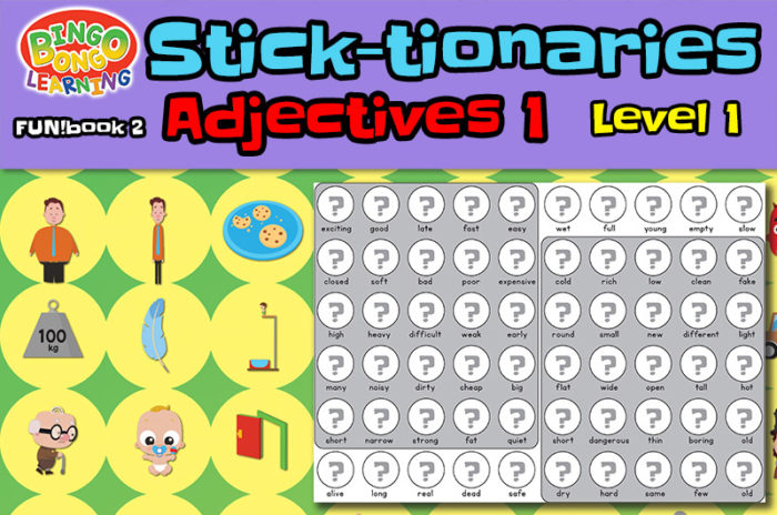 sticktionaries adjective stickers level 1