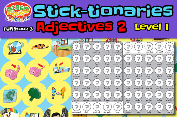 sticktionaries adjectives2 stickers level 1