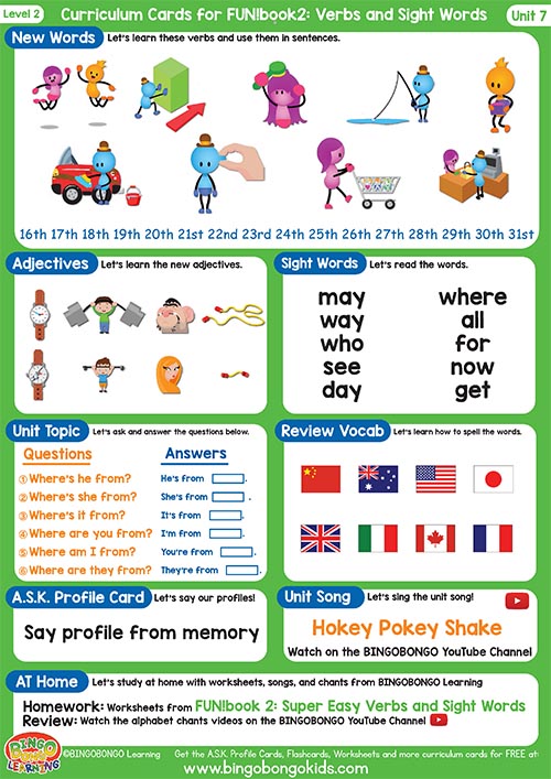 Free Curriculum Card Level 2 Unit 7